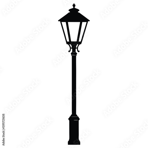 street lamp silhouette vector isolated on white background