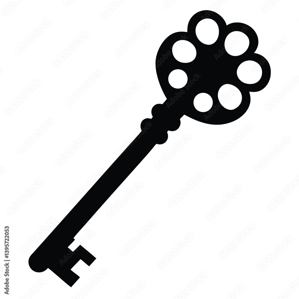 Obraz premium vintage style key silhouette vector isolated on white background