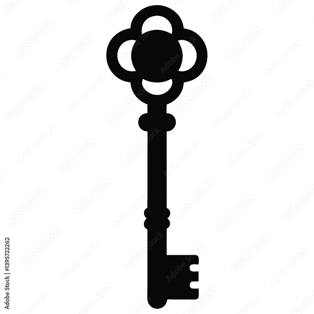 Obraz premium vintage style key silhouette vector isolated on white background