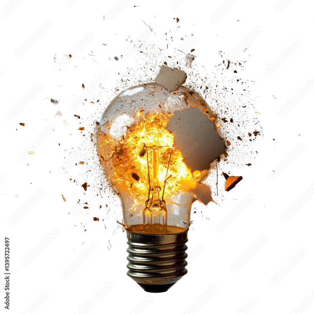 Light Bulb Symbolizing Ideas concept. Explosion of Creative Ideas