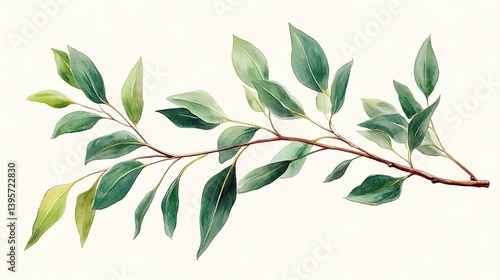 Single Eucalyptus Branch with Leaves
