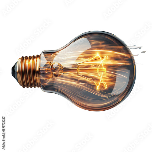 Light Bulb Symbolizing Ideas concept. Glowing lightbulb emitting bright radiant light