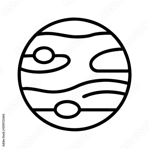 Outline drawing of jupiter planet with atmosphere and great red spot vector art