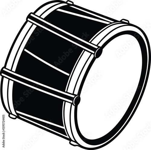 Black and white classical music drum set silhouette clipart bundle design. vector illustration Drum and Drumsticks Black and White