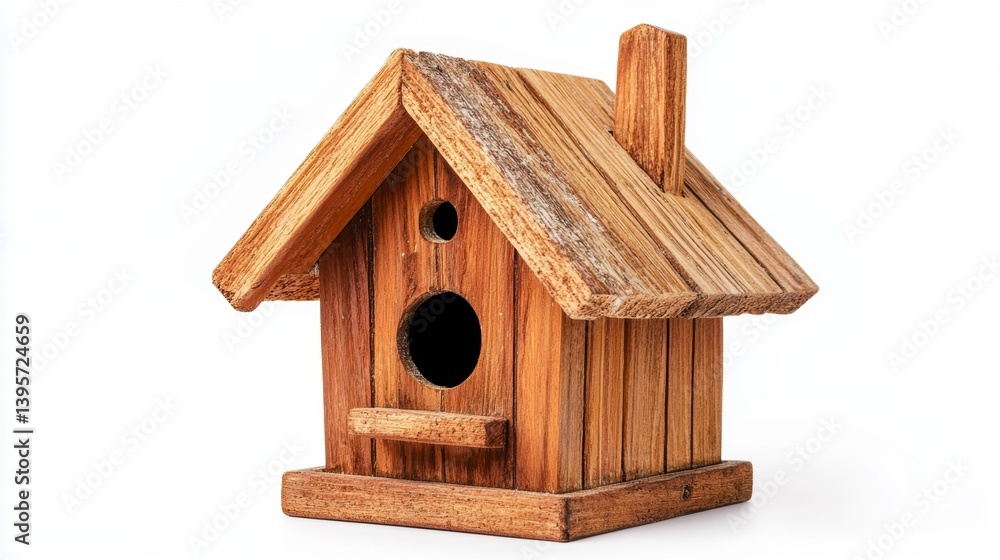 Rustic wooden birdhouse isolated on white background. Rustic wooden birdhouse isolated on white background.