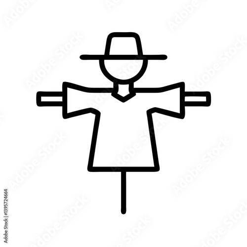 Scarecrow outline vector icon illustration for autumn harvest and halloween theme