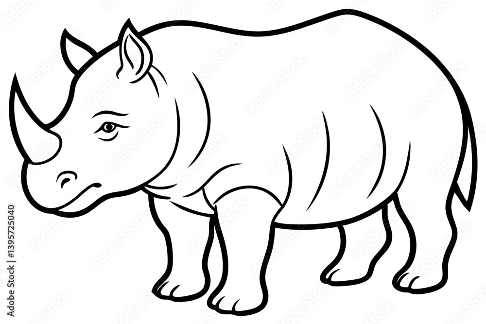 Obraz premium Minimalist Rhinoceros Line Art on White Background