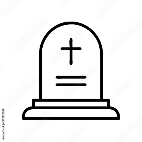 Tombstone gravestone halloween death rip cross cemetery memorial stone outline icon