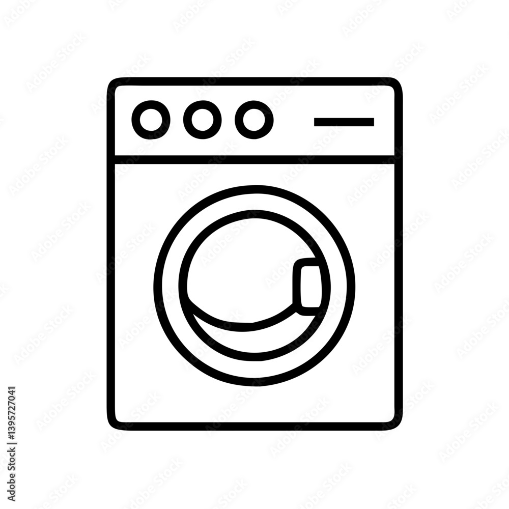 Washing machine appliance laundry cleaner household equipment vector line art Washing machine appliance laundry cleaner household equipment vector line art