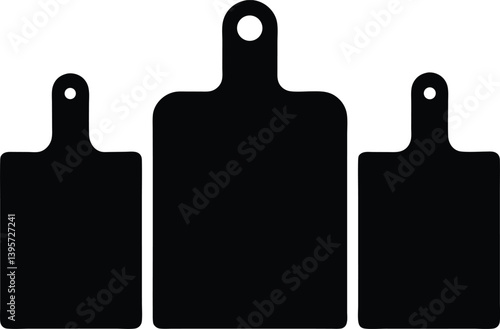 Kitchen Cutting Board Silhouette Vector, Black Cutting Board icon Vector
