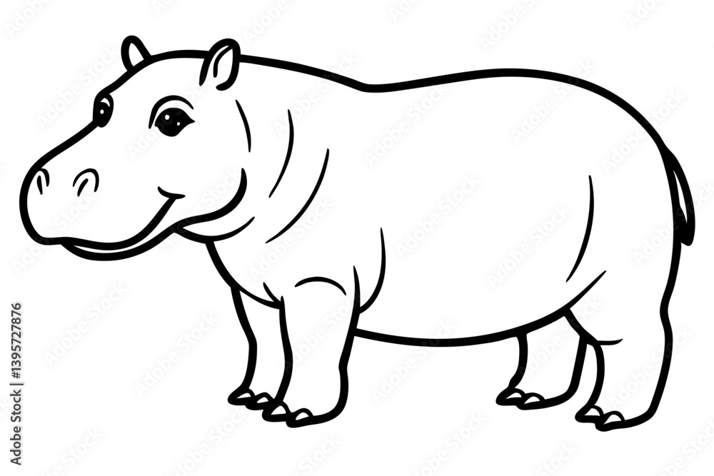 Minimalist Hippopotamus Line Art Vector on White Background Minimalist Hippopotamus Line Art Vector on White Background