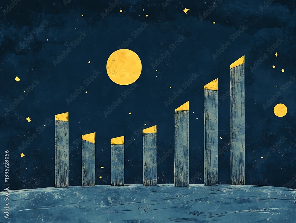 Ascending structures under a celestial night.
