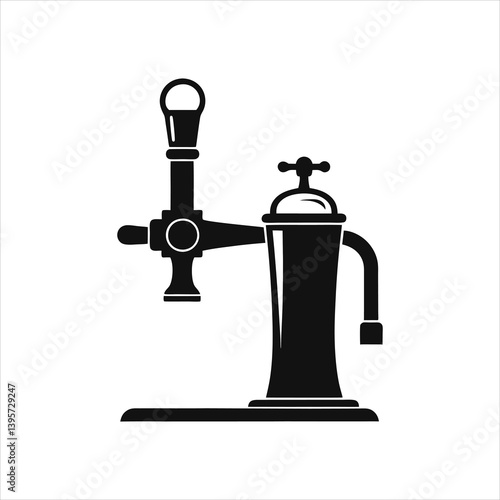 Classic Beer Tap Icon Retro Silhouette Vector Design