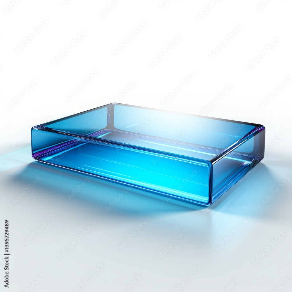 Blue glass container box mockup template clear transparent product display presentation platform 3d render Blue glass container box mockup template clear transparent product display presentation platform 3d render