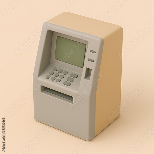 Minimalistic isometric 3d illustration of an atm