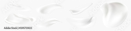 Cream smears on transparent background. Smears of cosmetic products for your creative design. Vector illustration. Eps 10
