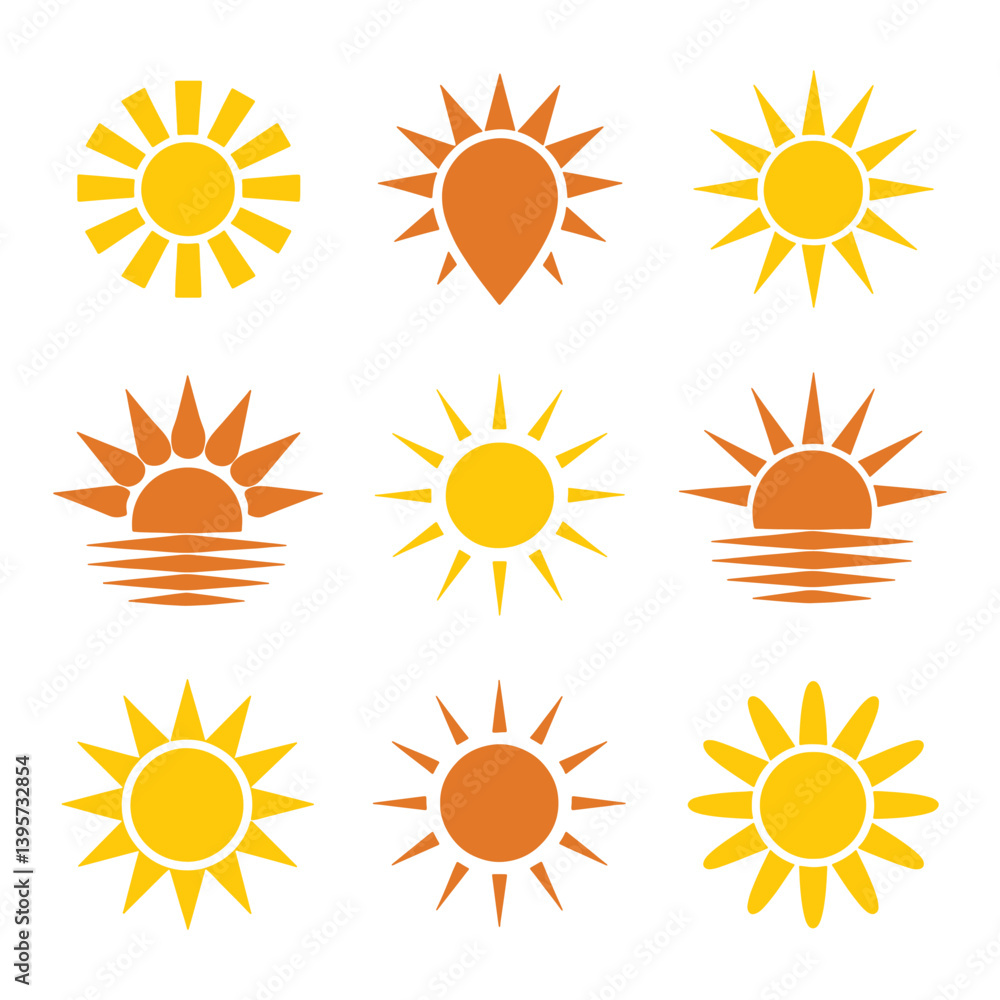 Fototapeta premium Sun Logo Design Vector, logo design sun modern simple template, Group Sun Logo Design