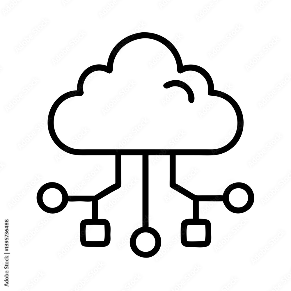 Cloud Network Data Connection Icon Design Cloud Network Data Connection Icon Design