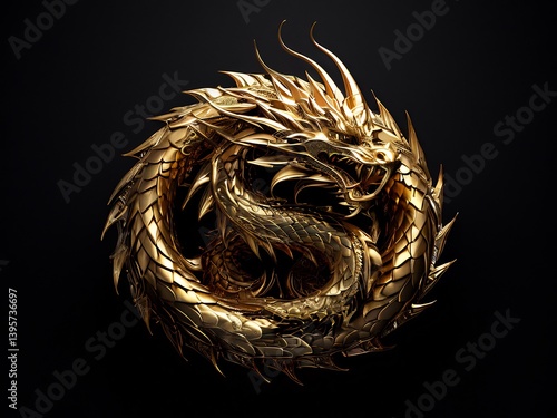 Golden Dragon in a Dark Setting