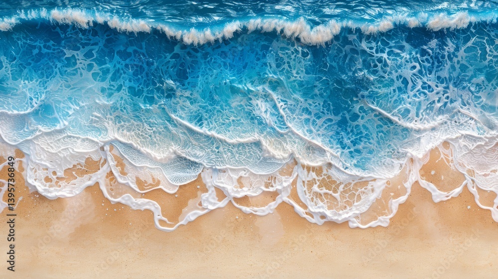 Naklejka premium Sandy beach with ocean waves and foam