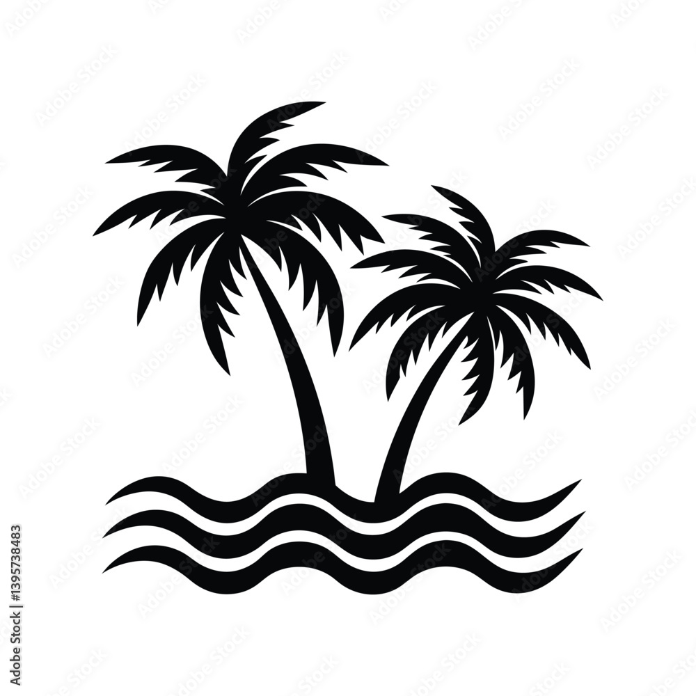 palm trees and waves silhouette art palm trees and waves silhouette art