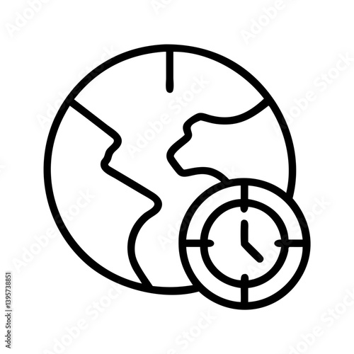 Global time zones world clock international time management and scheduling icon