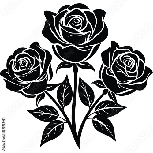 Wallpaper Mural "Elegant Rose Silhouette – Floral Shadow Art in Vintage Black Style" Torontodigital.ca