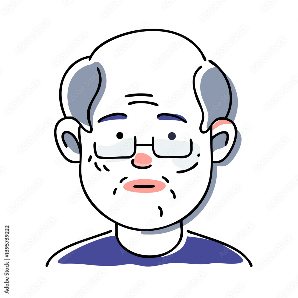 Elderly white man with glasses and bald head Elderly white man with glasses and bald head