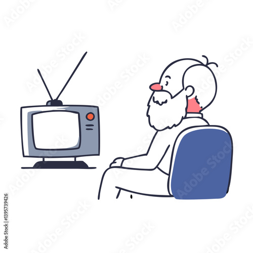 Elderly man watching TV in chair