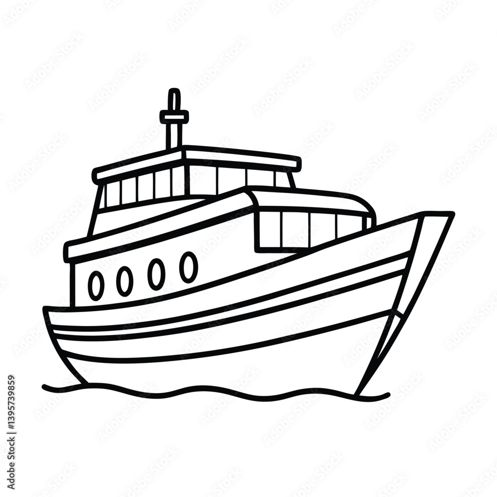 boat line art vector illustration boat line art vector illustration