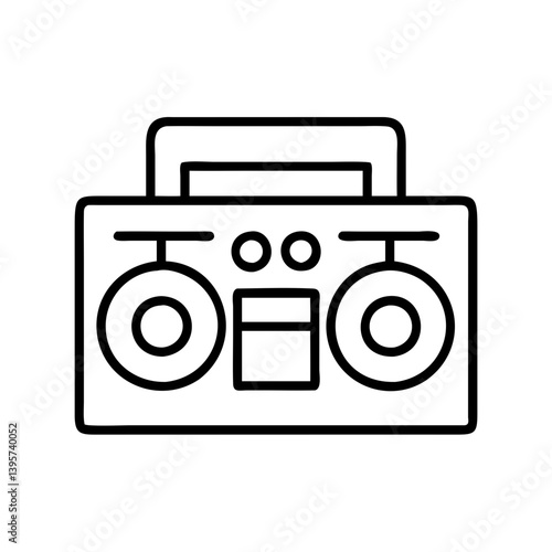 Vintage boombox vector illustration, retro ghetto blaster outline drawing design