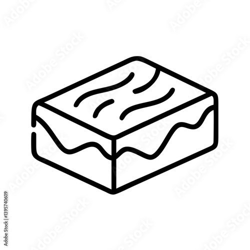 Isometric view of delicious fudge brownie dessert food vector line art design