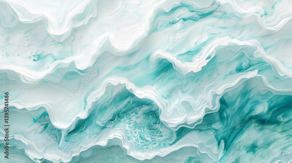 An image displaying the essence of turquoise sea waters with intricate foam details, providing a mesmerizing and artistic natural texture. through abstract art