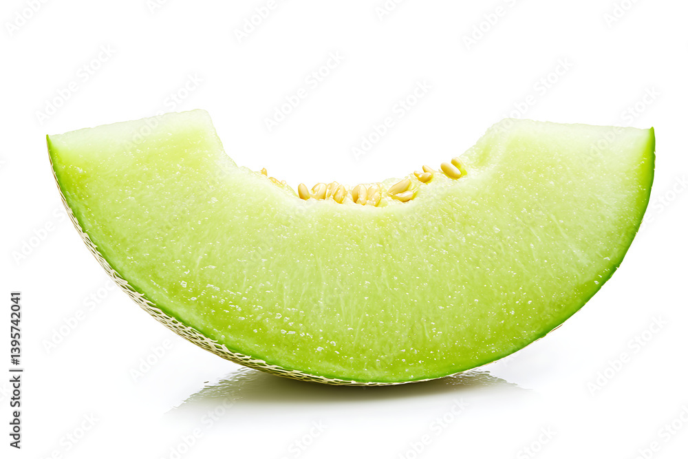 Juicy Honeydew Melon Slice, Isolated on White Juicy Honeydew Melon Slice, Isolated on White