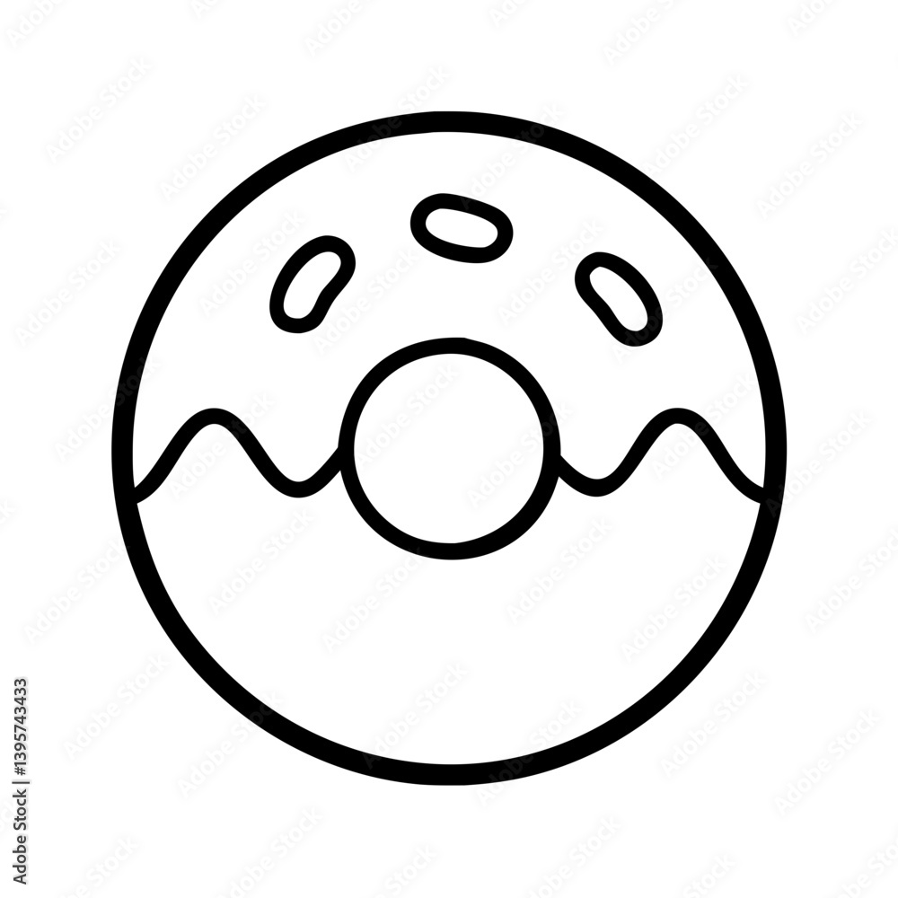 Fototapeta premium Donut outline with sprinkles vector illustration bakery sweet dessert food item