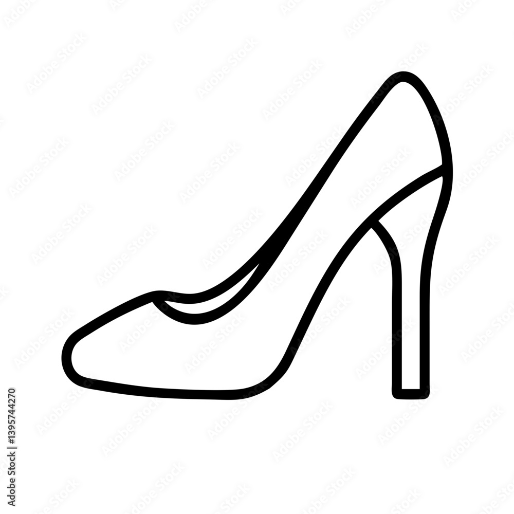 Elegant high heel shoe outline drawing for fashion design and style illustration Elegant high heel shoe outline drawing for fashion design and style illustration
