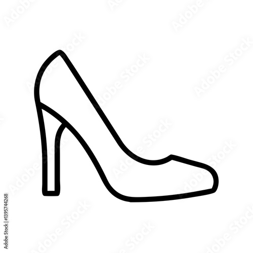 Elegant high heel shoe outline vector illustration fashion footwear icon design art