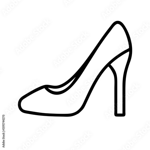 Elegant high heel shoe outline drawing for fashion design and style illustration