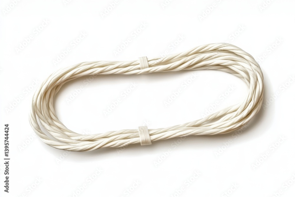 A looped string on surface isolated on white background A looped string on surface isolated on white background
