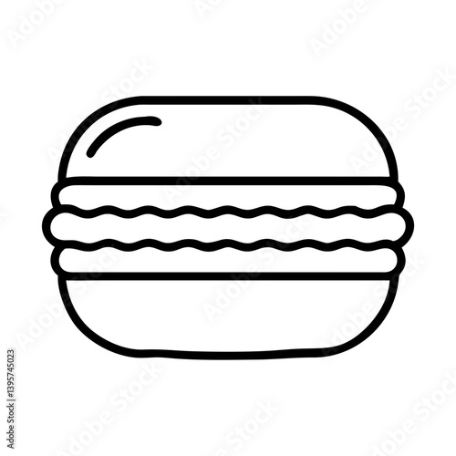 Macaron outline vector drawing of french dessert pastry confectionery sweet treat
