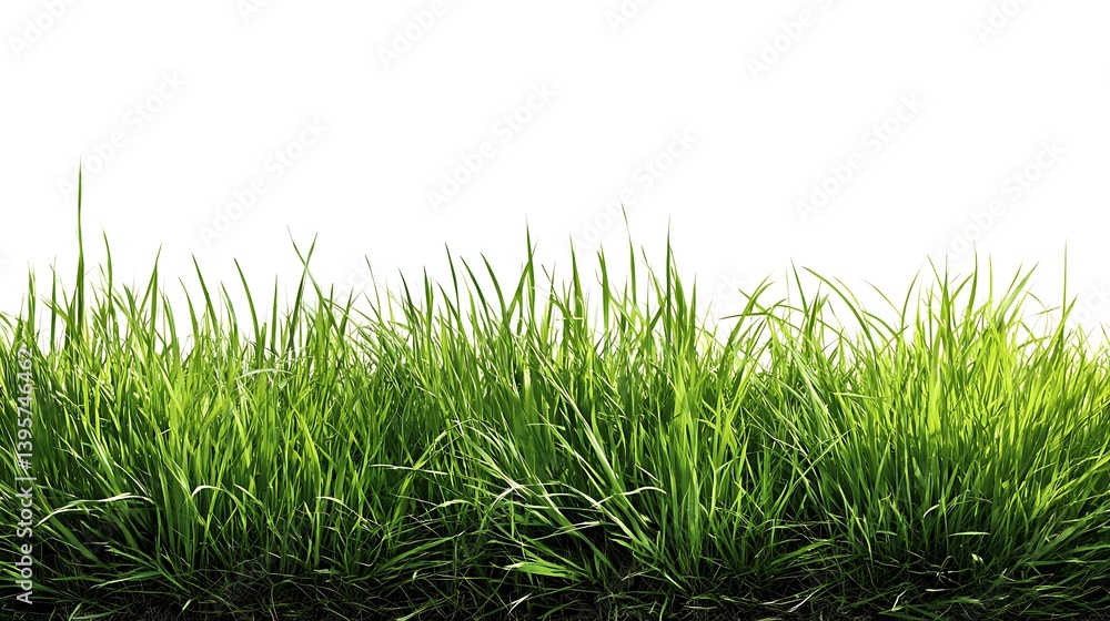 Fototapeta premium Fresh green grass overlay isolated for spring design visuals 