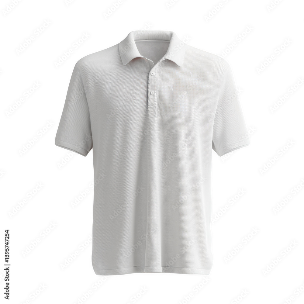 Front view of blank white polo shirt mockup for fashion design showcase studio setting clean background Front view of blank white polo shirt mockup for fashion design showcase studio setting clean background