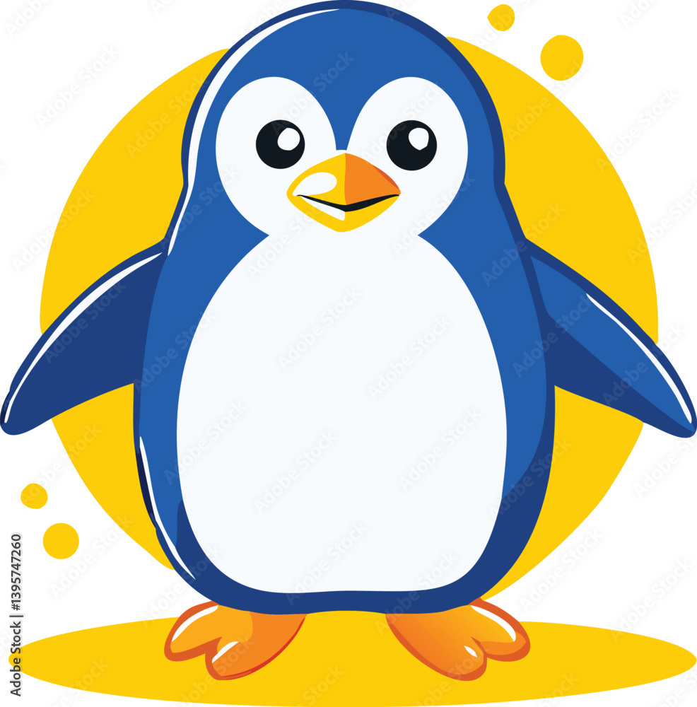 Obraz premium Cute Winter Penguin – Cartoon Arctic Penguins in Hats, Scarves, and Holiday Outfits for Christmas, Kids Decor, Stickers, and Greeting Cards