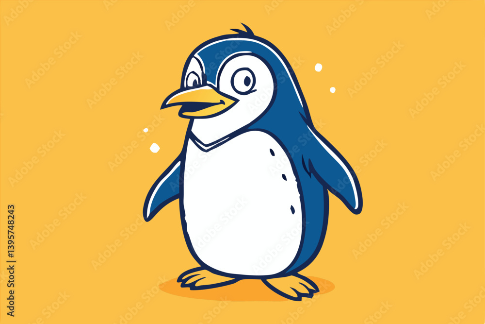 Fototapeta premium Cute Winter Penguin – Cartoon Arctic Penguins in Hats, Scarves, and Holiday Outfits for Christmas, Kids Decor, Stickers, and Greeting Cards