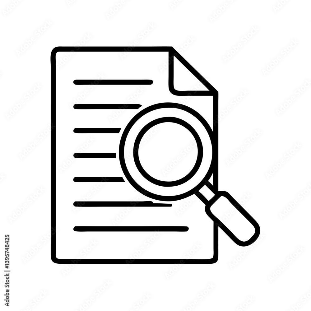 Document search icon vector illustration for data analysis and information find Document search icon vector illustration for data analysis and information find