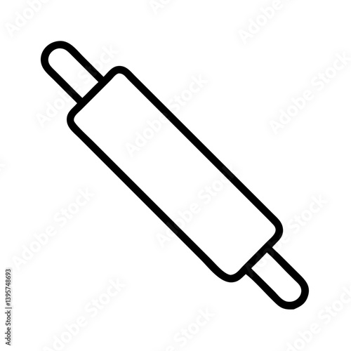 Rolling pin vector icon for baking dough pastry pizza bread and cooking needs tool