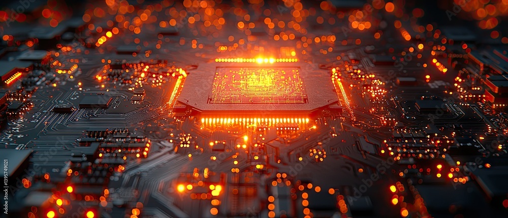 Illuminated Circuit Board with Central Processor Illuminated Circuit Board with Central Processor