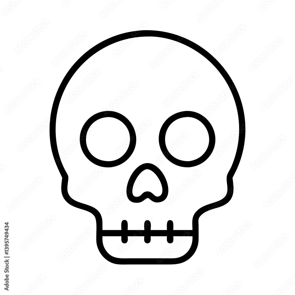 Vector graphic of a skull outline for halloween, death, and spooky designs Vector graphic of a skull outline for halloween, death, and spooky designs