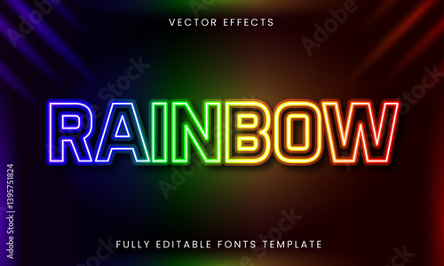 Rainbow Text Effect - Neon Glow Editable Font Template