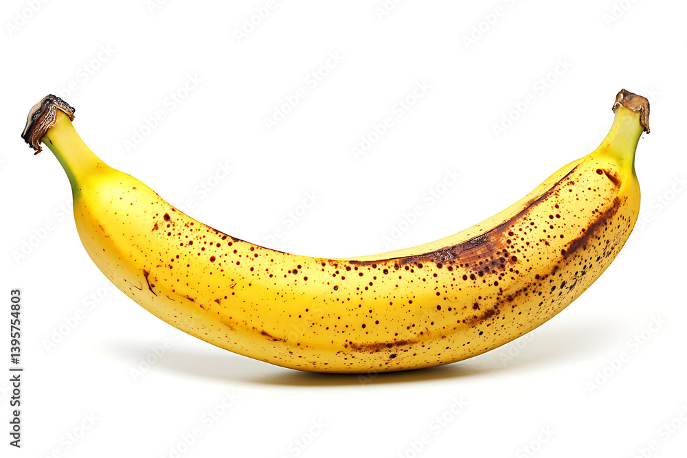 Ripe Banana with a Smooth Yellow Peel, Isolated on White Ripe Banana with a Smooth Yellow Peel, Isolated on White